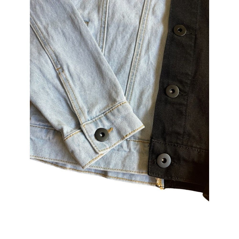 Fashion Nova Men Black and Light Blue Denim Jacket NWOT Size S Personalized - Picture 5 of 6